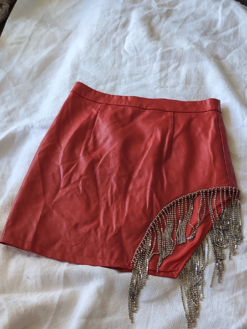 Buddy Love Red Satin Skirt with Heart Label